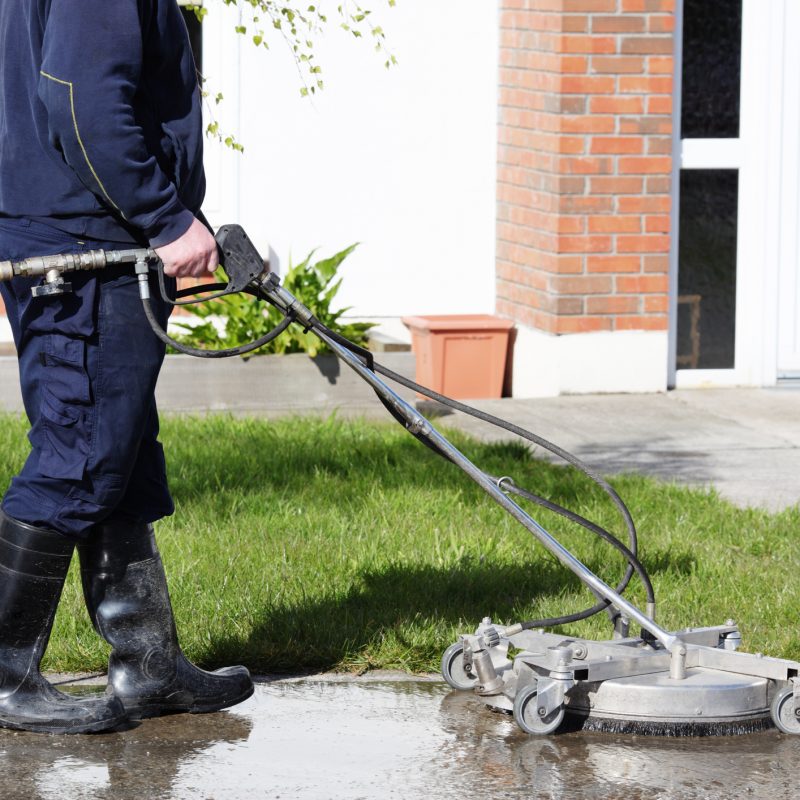 Cleaning path way with a water pressure system.
